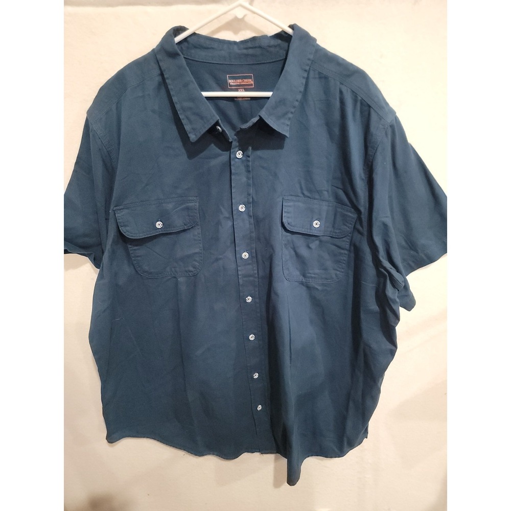 Boulder Creek Trading Co Shirt Mens 3XL Big Short Sleeve Cotton Button Down Blue